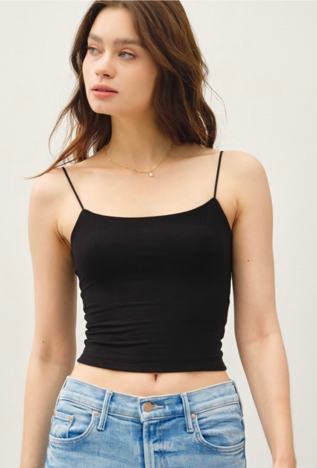 Cropped Basic Spaghetti Strap Top