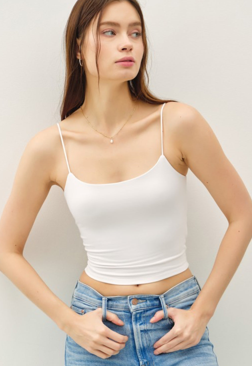 Cropped Basic Spaghetti Strap Top