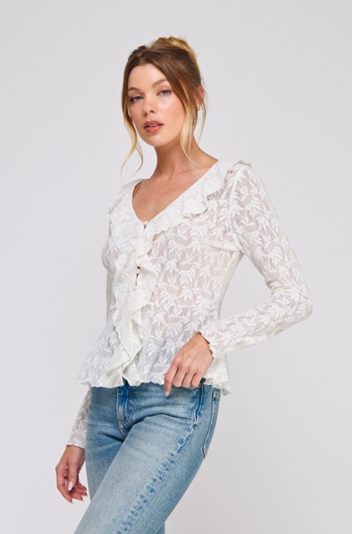Lace Whisper Ruffle Top