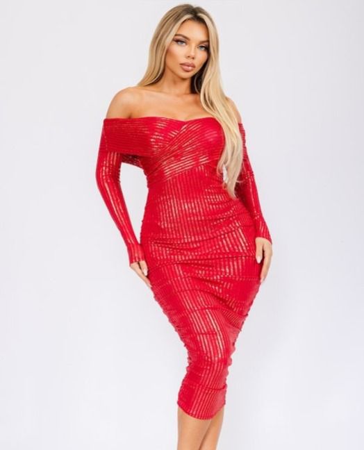 Scarlet Stardust Midi Dress