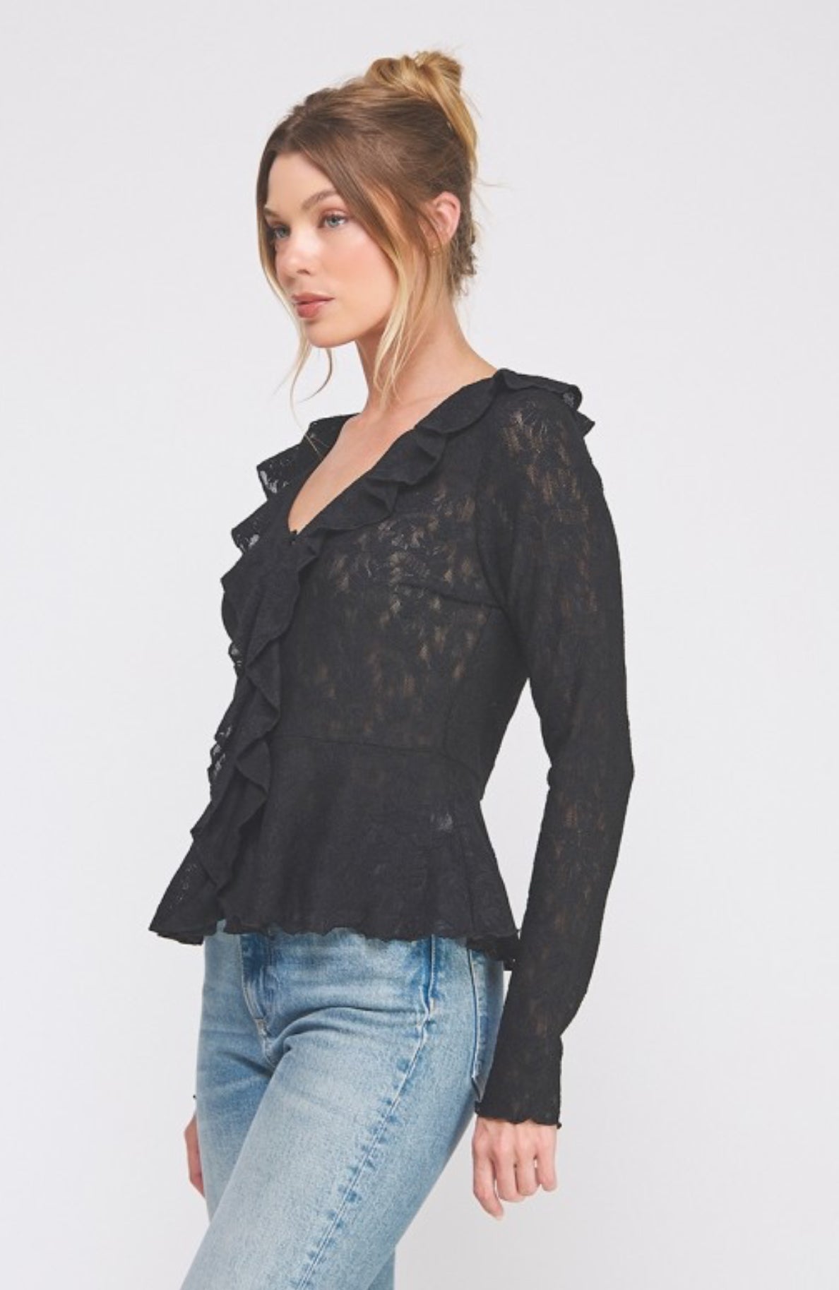 Lace Whisper Ruffle Top