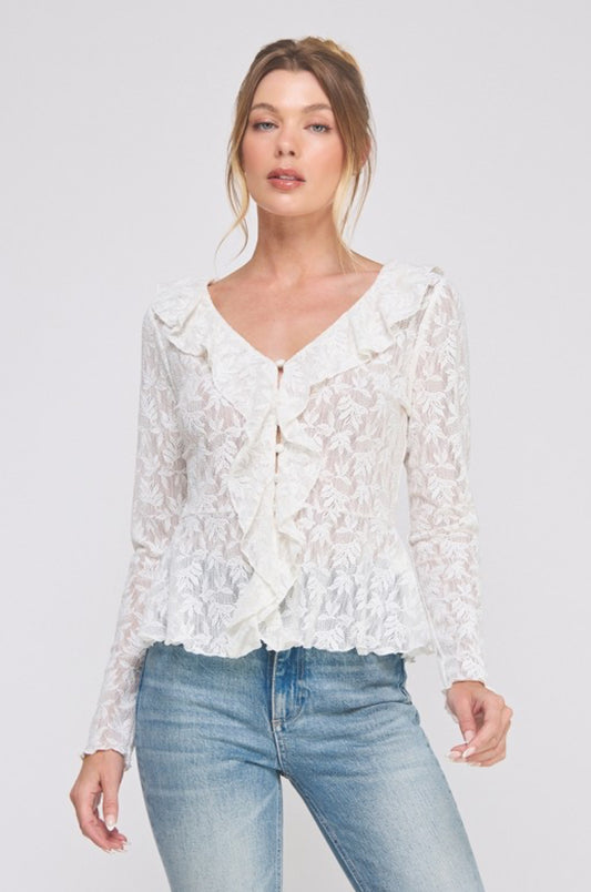 Lace Whisper Ruffle Top