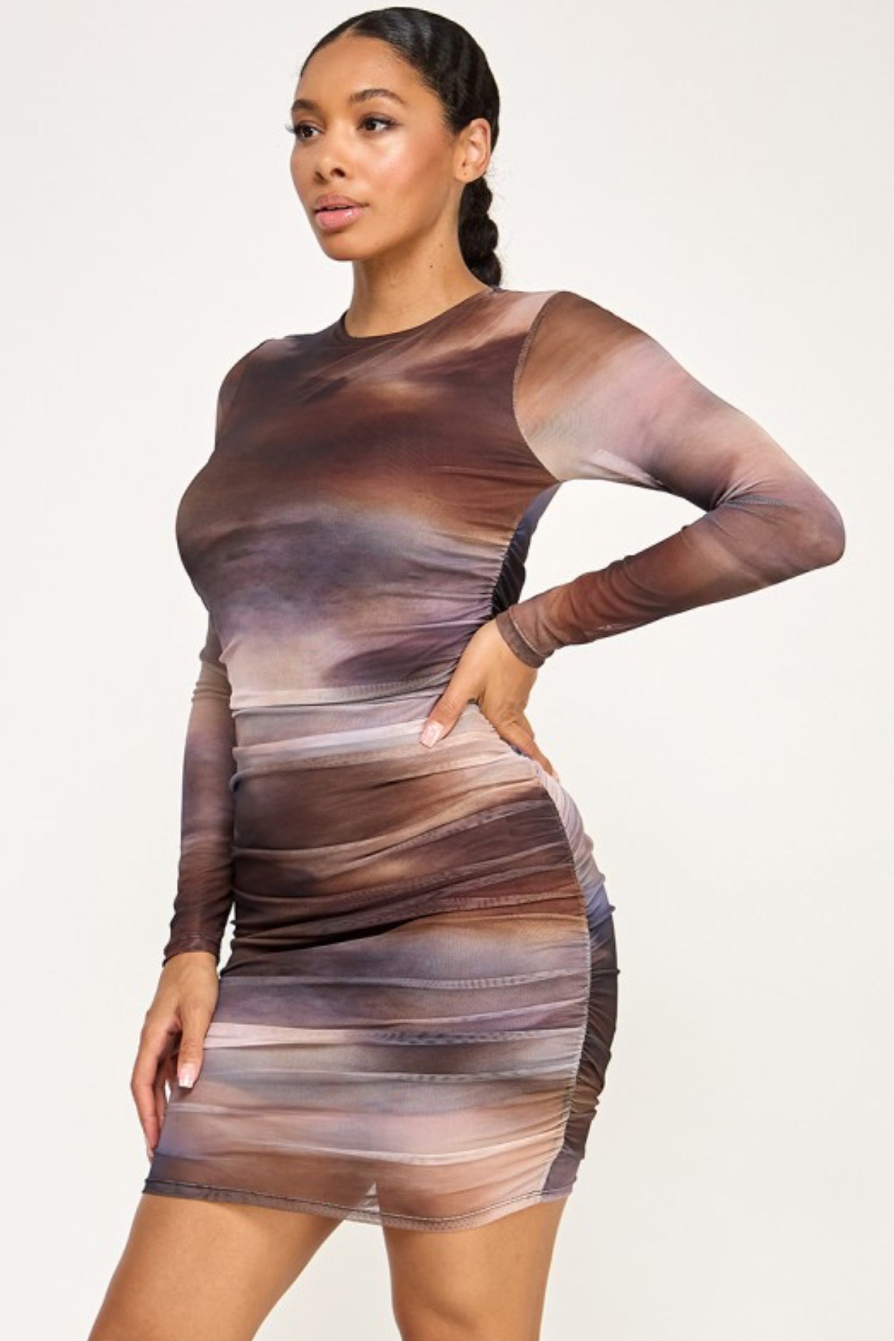 Latte Luxe Print Mini Dress