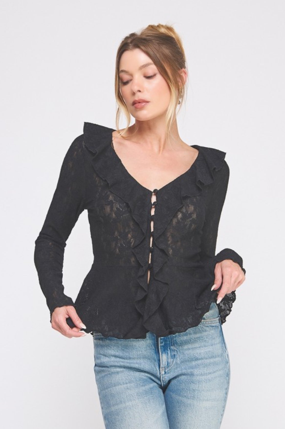 Lace Whisper Ruffle Top