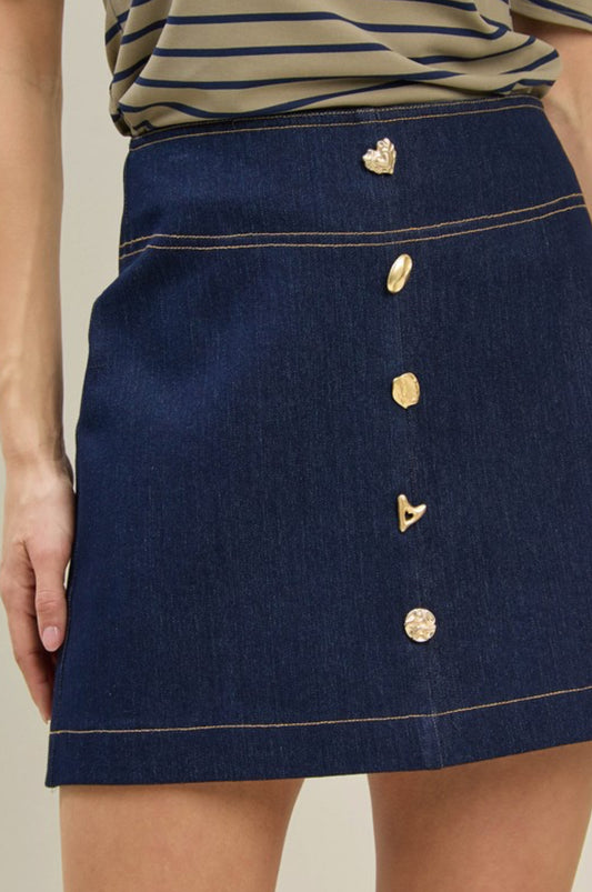 Indigo Gold Mini Skirt